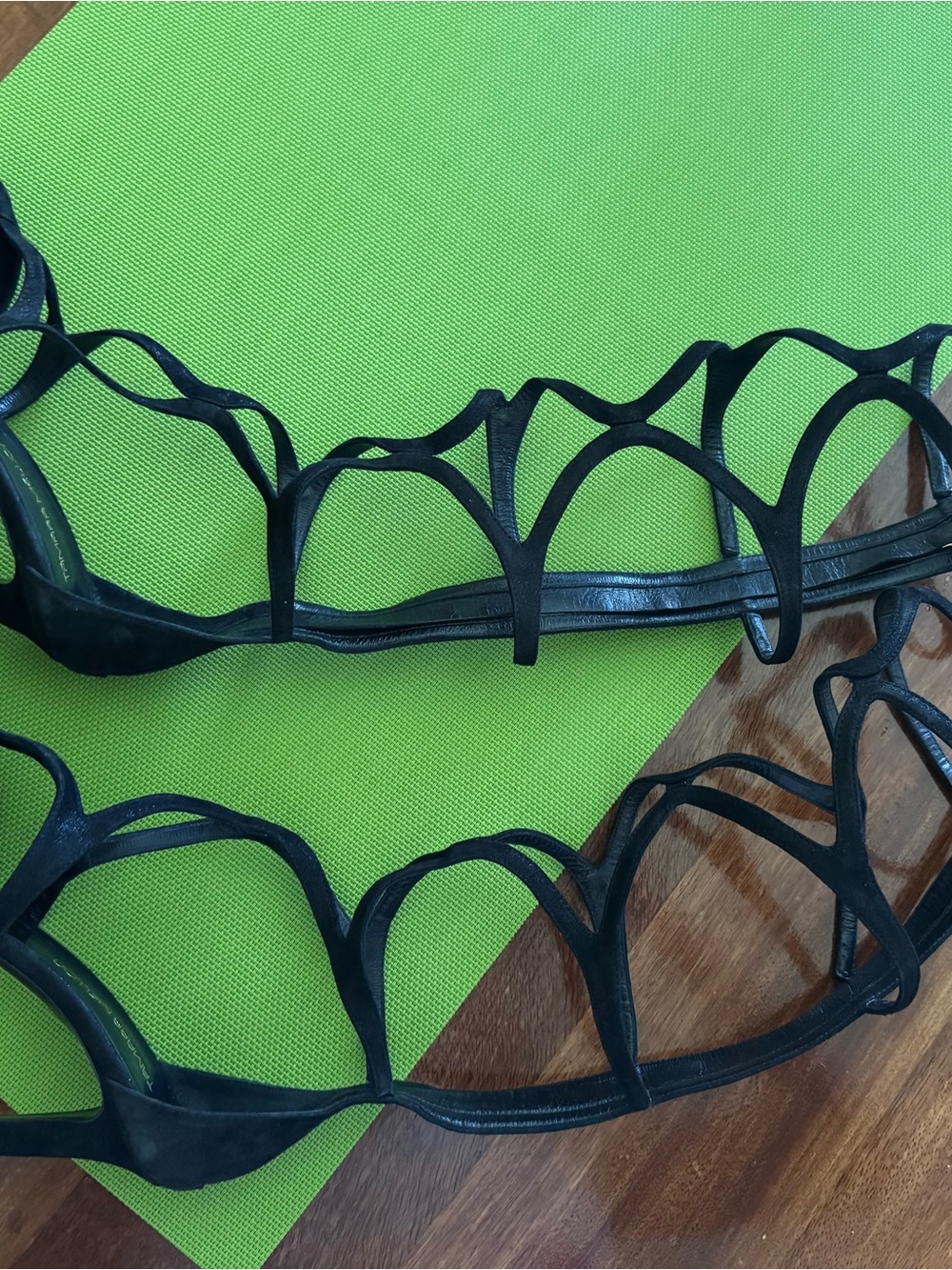 Tamara Mellon Black Suede Sculptural Strappy High Heels - Picture 13 of 16